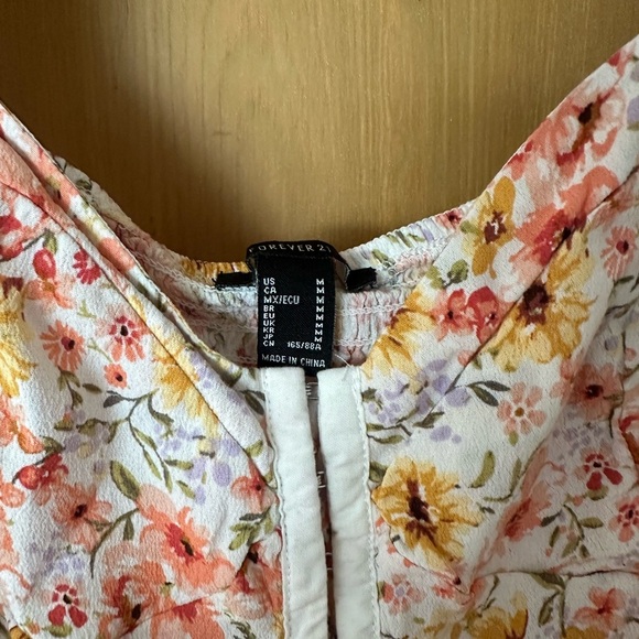 Forever 21 Floral Puff Sleeve Top Corset with metal hooks - Picture 2 of 3